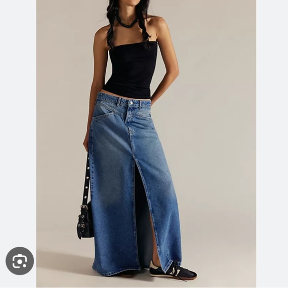 Free People Dresses & Skirts - Free People We the Free Come as You Are Denim Maxi Skirt in Blue Sapphire Size 2